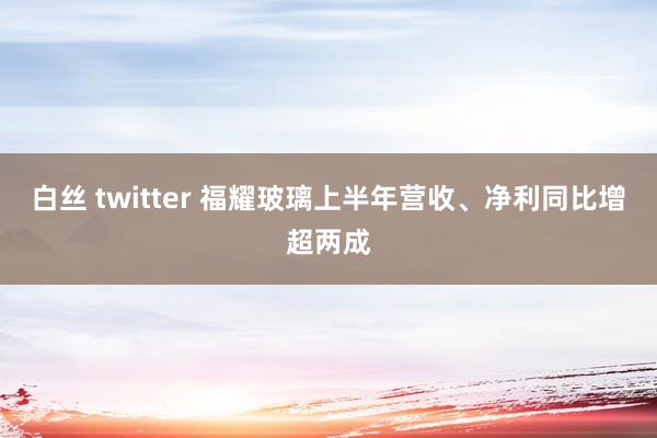 白丝 twitter 福耀玻璃上半年营收、净利同比增超两成
